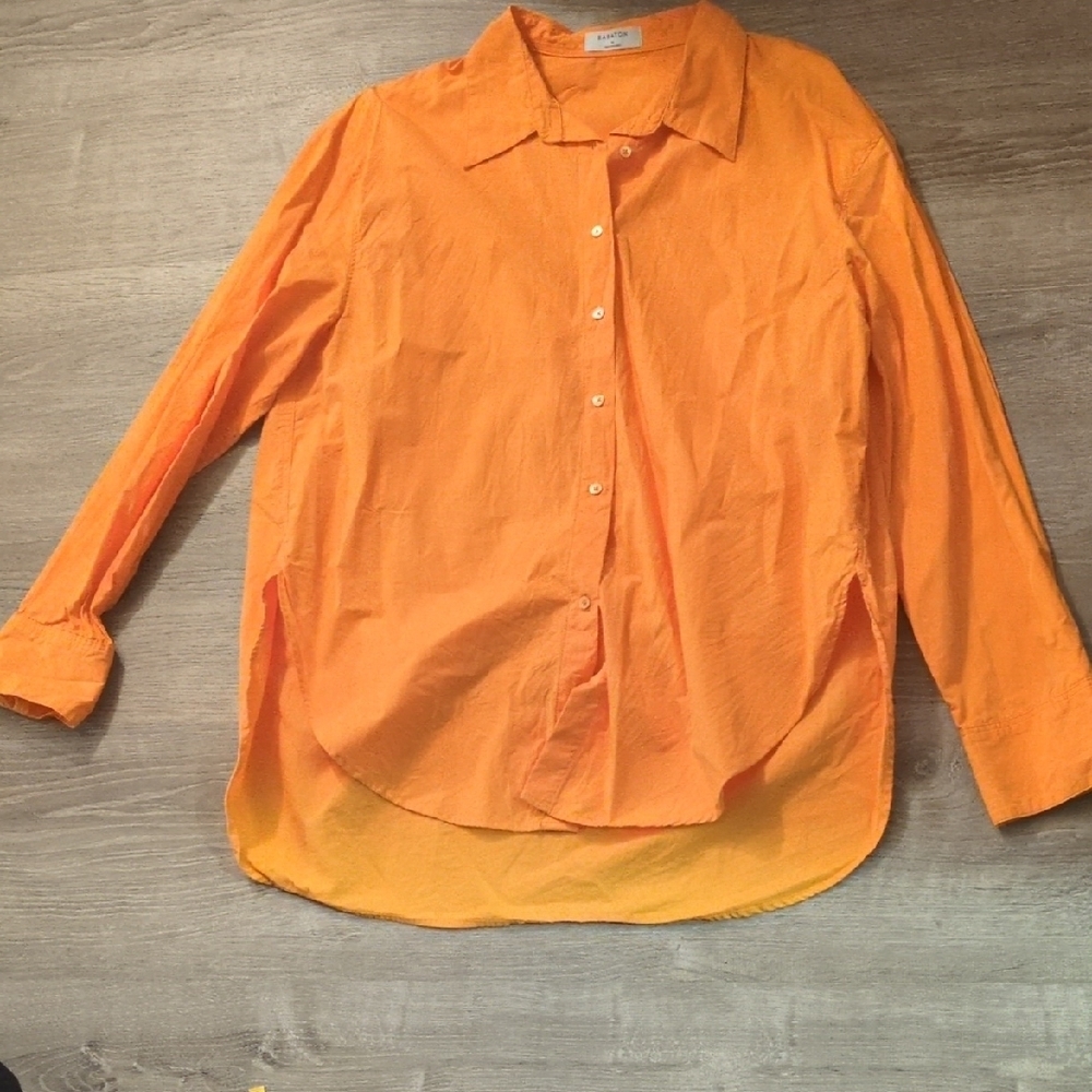 Babaton Oversized Orange Button Down Long Sleeve Shirt Size Medium